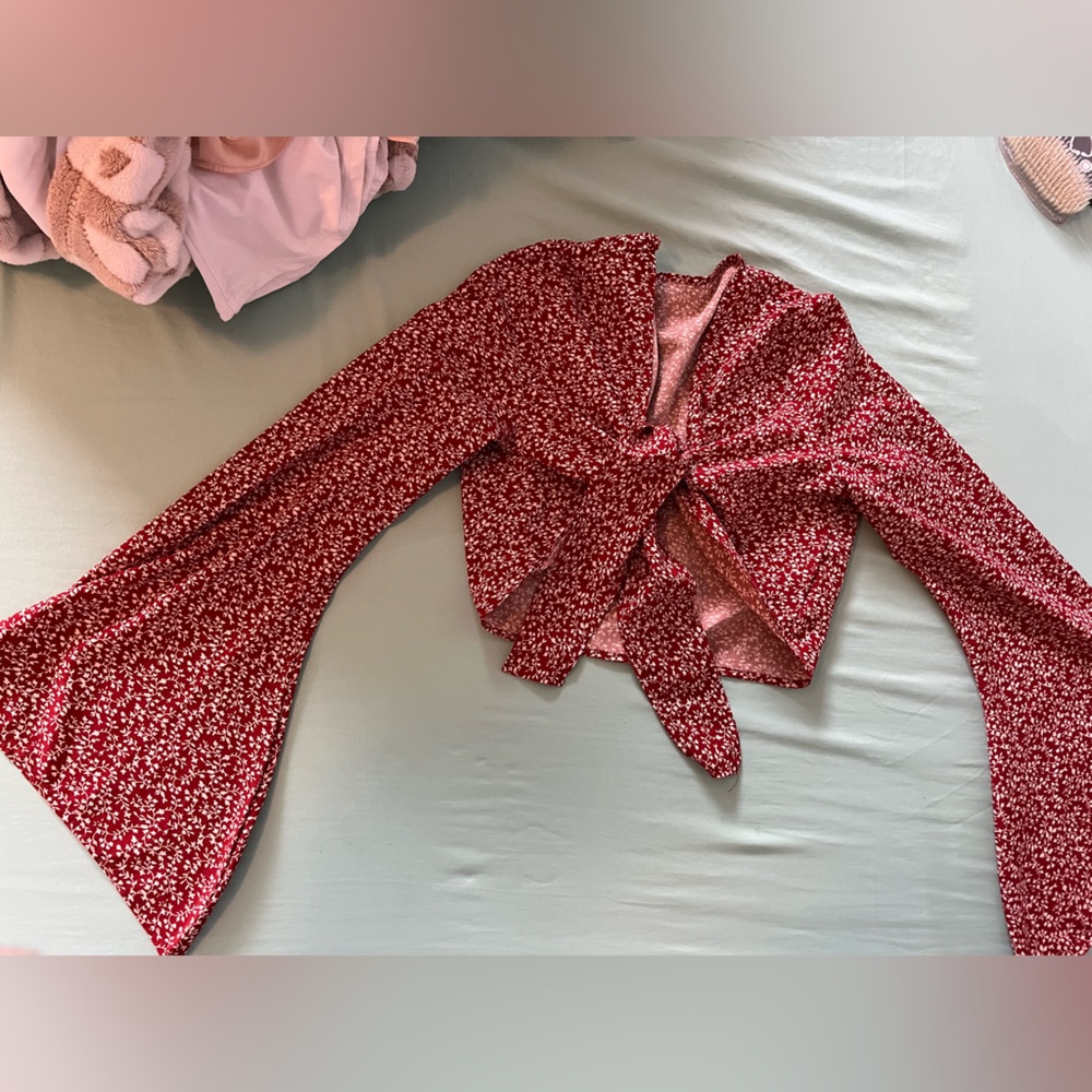 Self tie long sleeve crop top